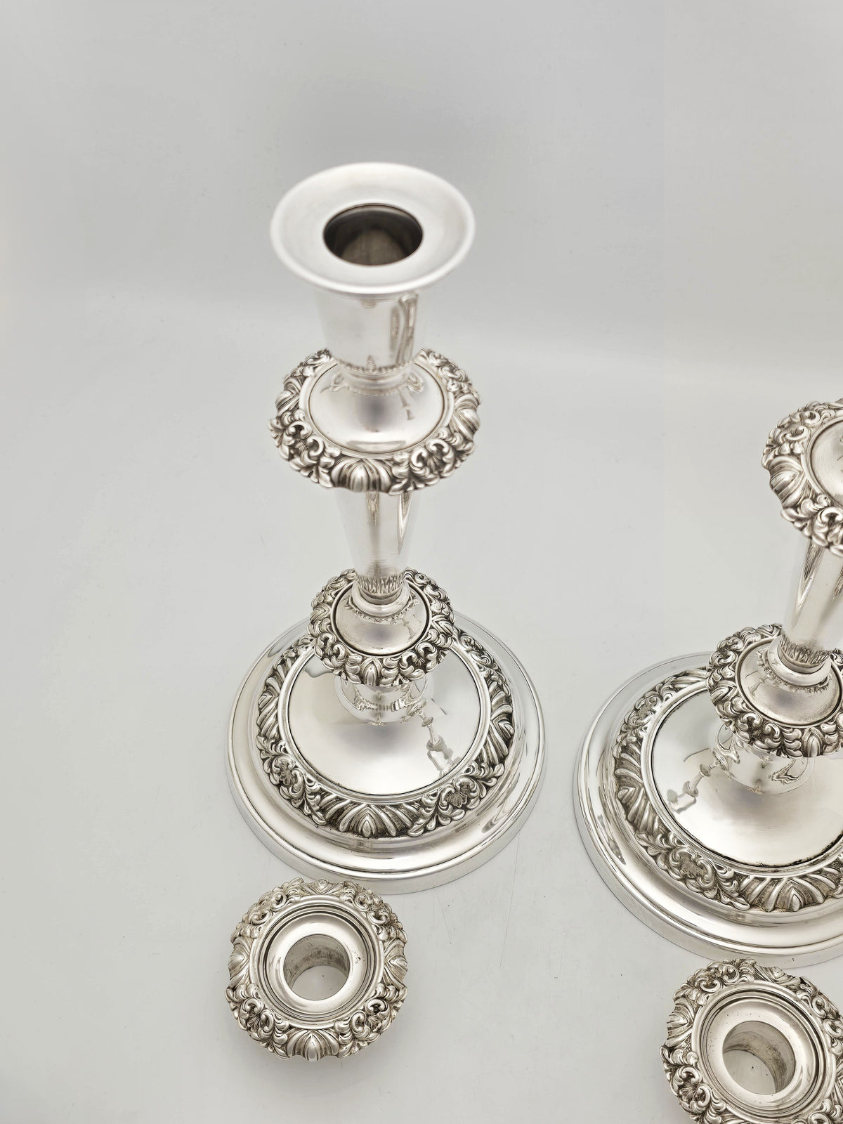 Antique Victorian Silver Plated Pair of Ornate Candlesticks circa 1880