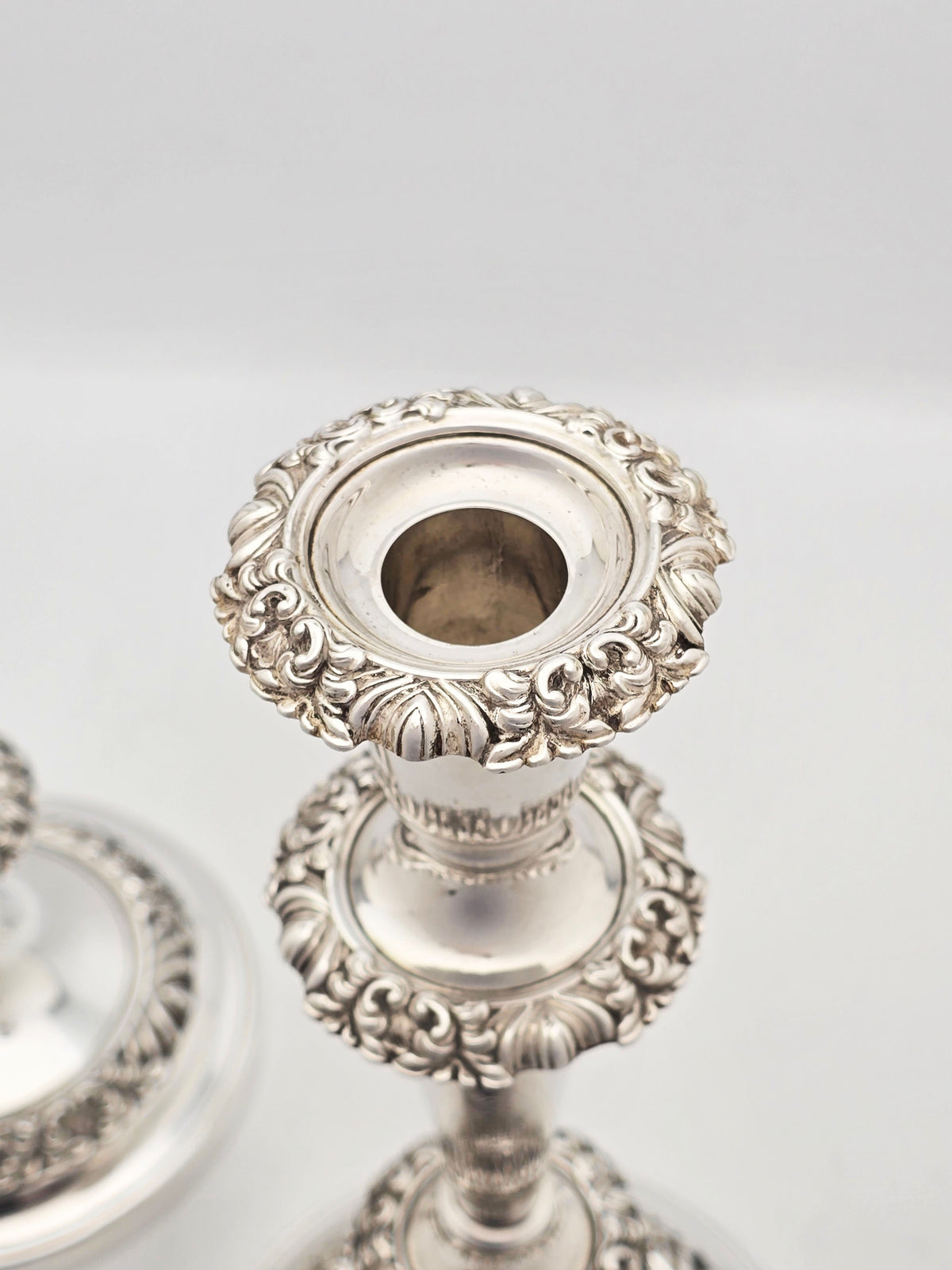 Antique Victorian Silver Plated Pair of Ornate Candlesticks circa 1880