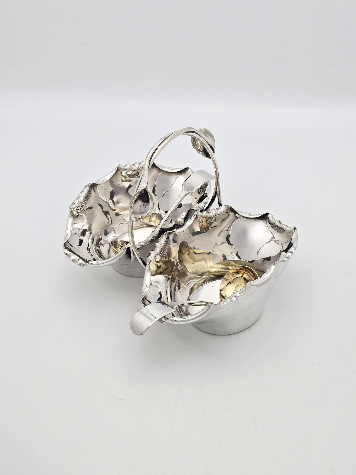 Antique Victorian Silver Plated Pair of Sauce Dishes with Ladles circa 1890