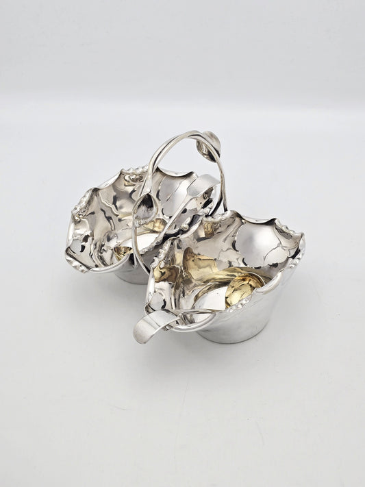 Antique Victorian Silver Plated Pair of Sauce Dishes with Ladles circa 1890