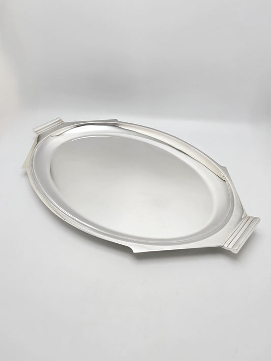 Antique Art Deco Silver Plated Oval Drinks Serving Tray circa 1925