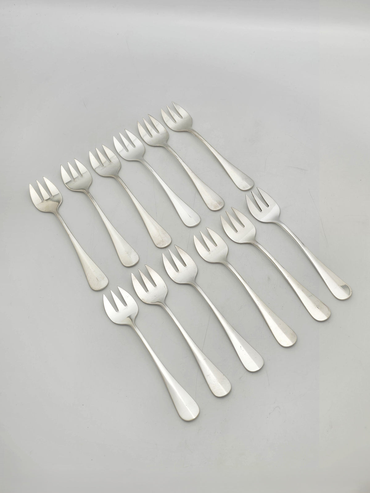 Antique Silver Plated Set of 12 Continental Oyster Forks B Wiskemann circa 1920