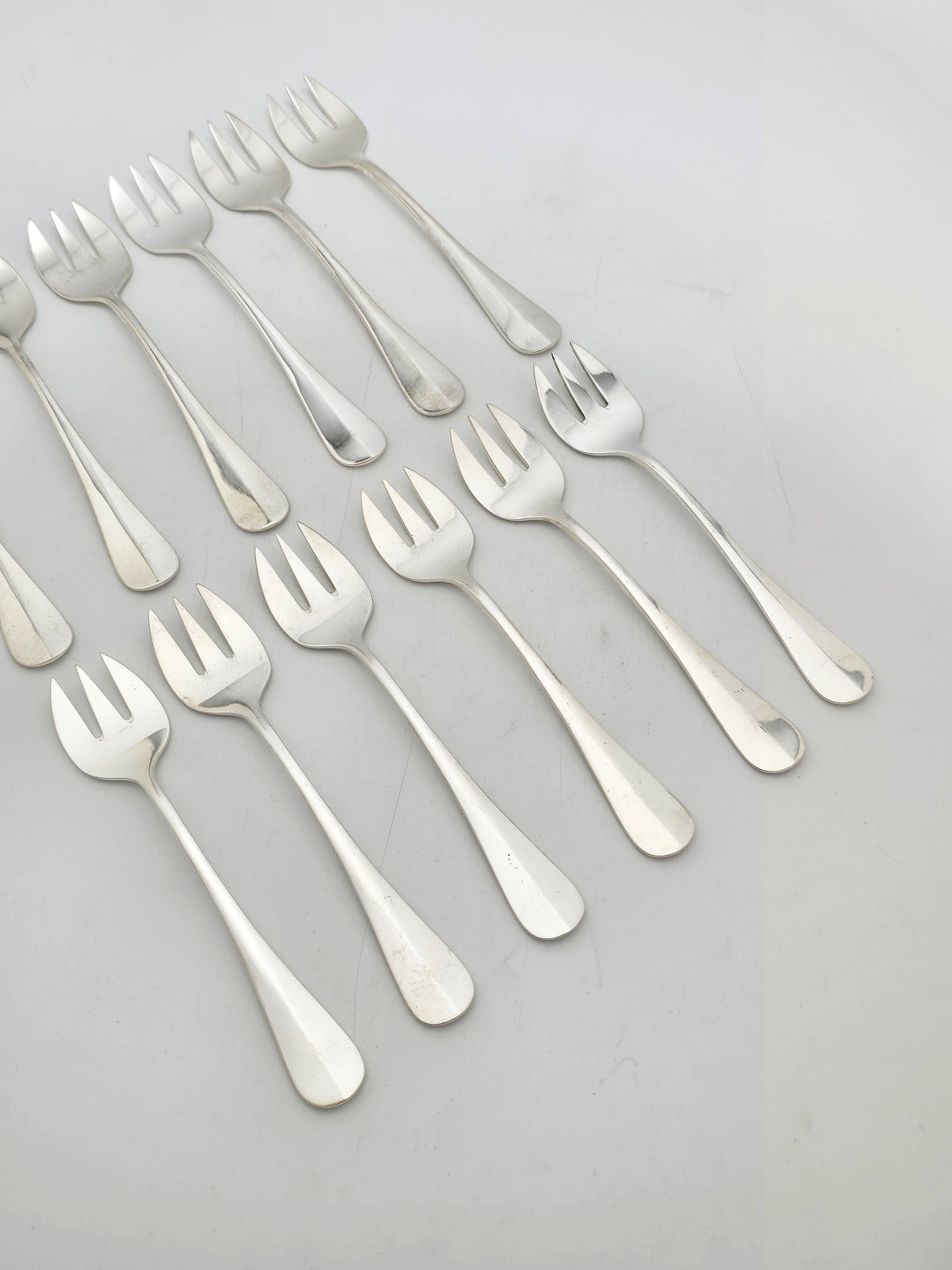 Antique Silver Plated Set of 12 Continental Oyster Forks B Wiskemann circa 1920