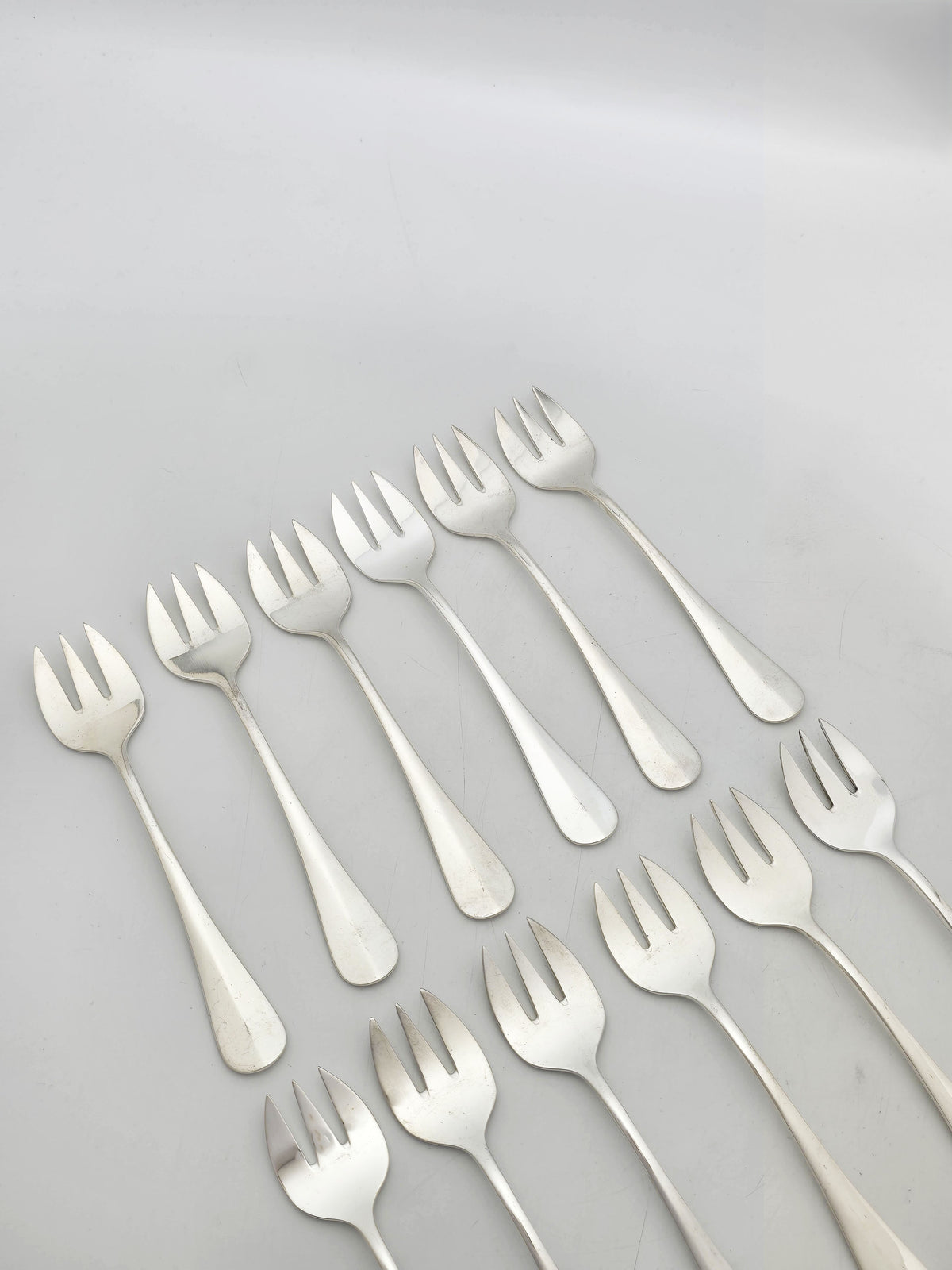 Antique Silver Plated Set of 12 Continental Oyster Forks B Wiskemann circa 1920