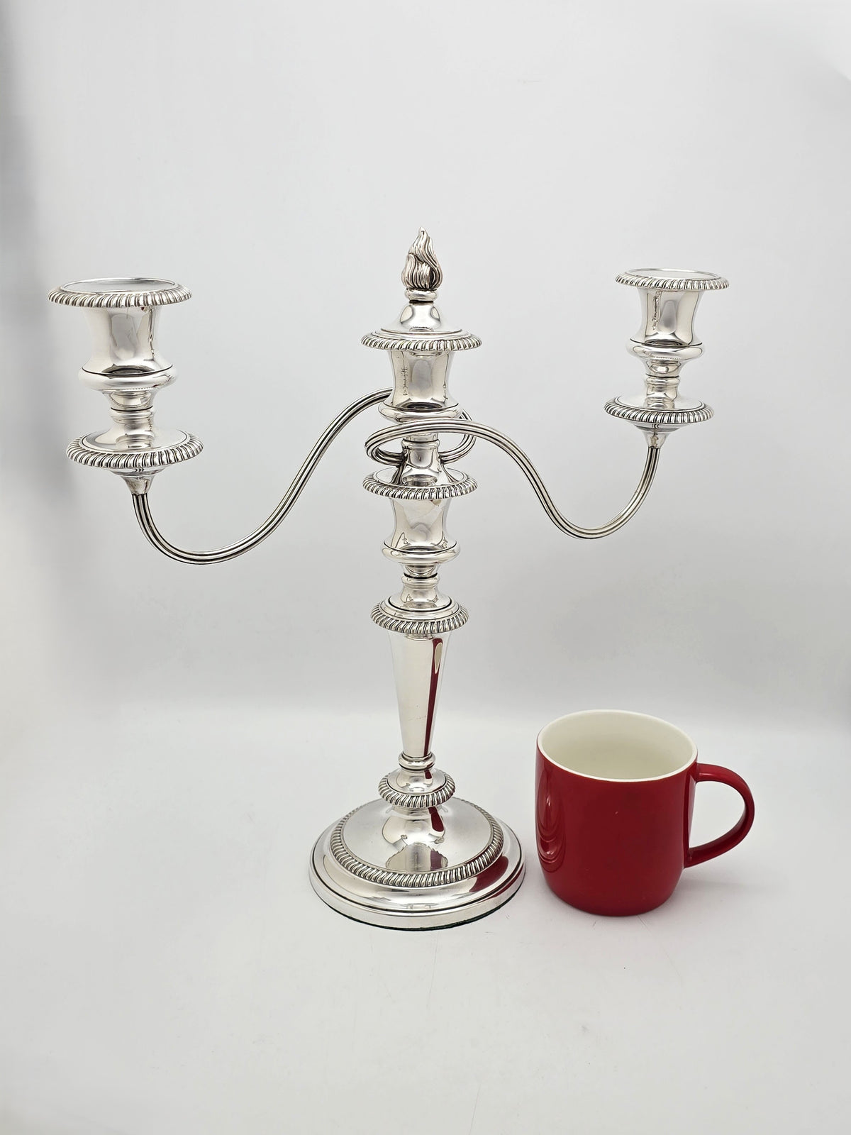 Antique Silver Plated Pair of Convertible Three-Light Candelabra circa 1920