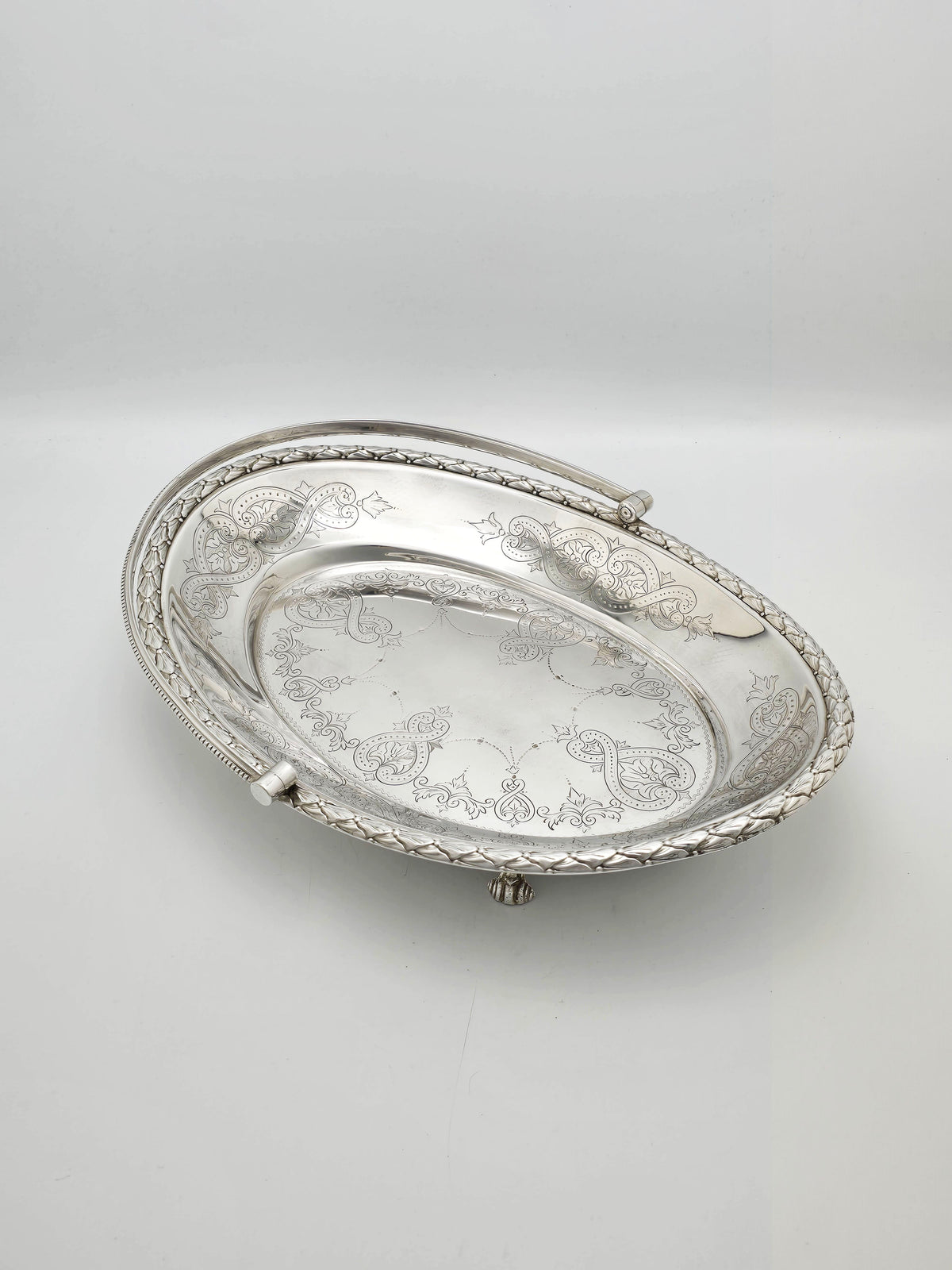 Antique Victorian Silver Plated Engraved Swing Handle Basket circa 1870