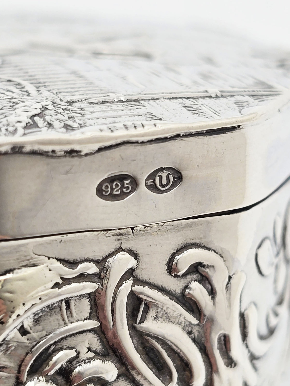 Antique Edwardian Sterling Silver and Gilt Octagonal Box London 1908