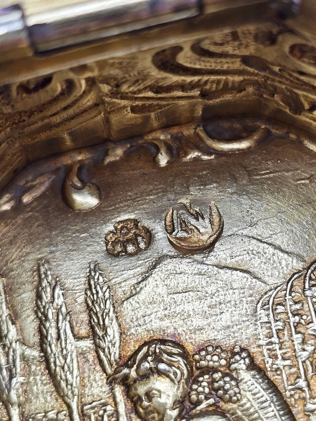 Antique Edwardian Sterling Silver and Gilt Octagonal Box London 1908