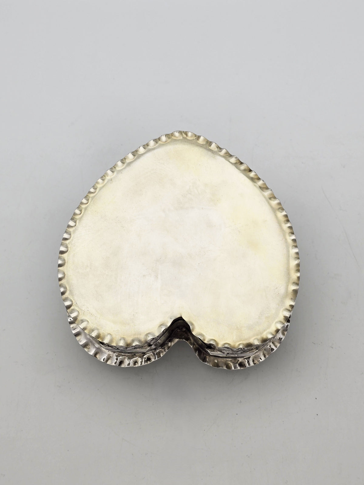 Antique Victorian Sterling Silver Heart Shaped Jewellery Box Birmingham 1893