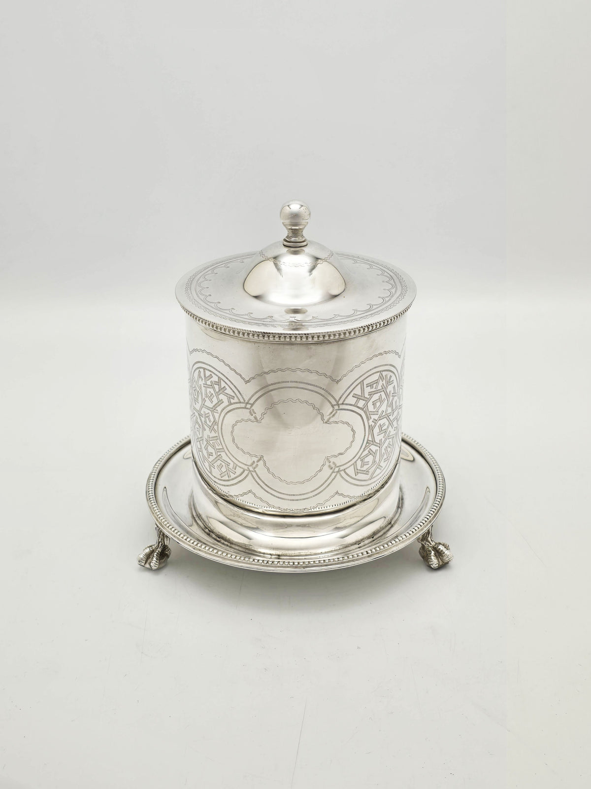 Antique Victorian Silver Plated Preserve Jar with Frosted Glass circa 1890