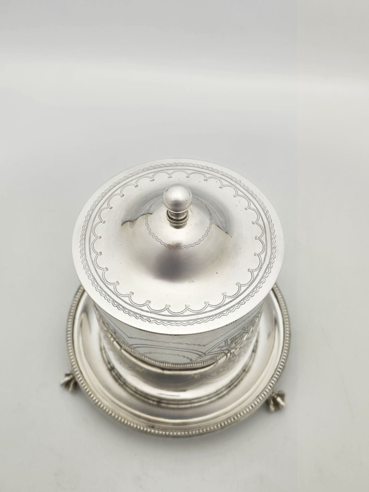 Antique Victorian Silver Plated Preserve Jar with Frosted Glass circa 1890