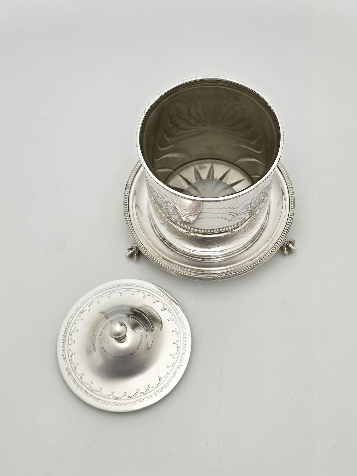 Antique Victorian Silver Plated Preserve Jar with Frosted Glass circa 1890