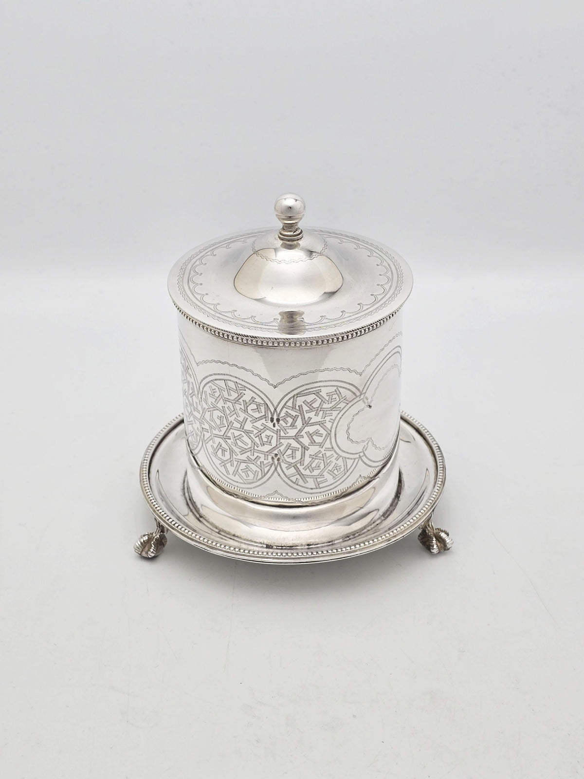 Antique Victorian Silver Plated Preserve Jar with Frosted Glass circa 1890