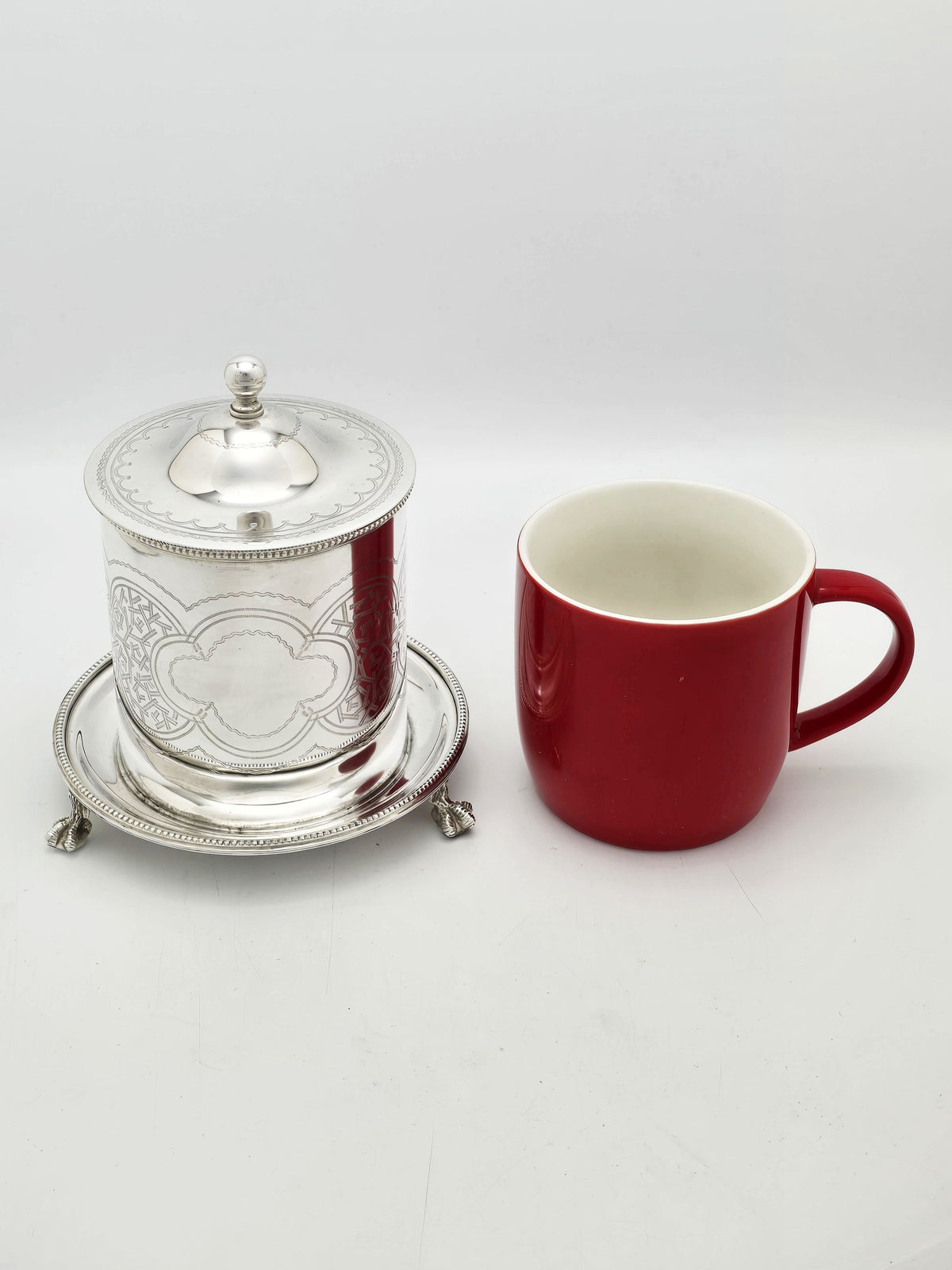 Antique Victorian Silver Plated Preserve Jar with Frosted Glass circa 1890
