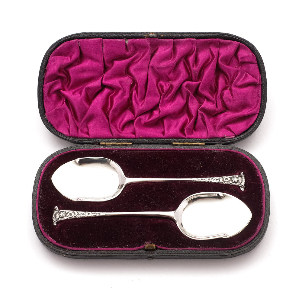 Pretty Pair of Antique Victorian Preserve/Jam Spoons – London 1892