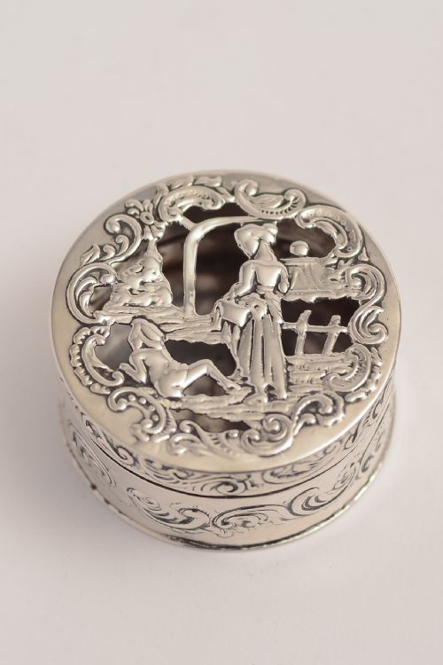 Splendid Dutch Silver & Pierced Lidded Box with English Marks