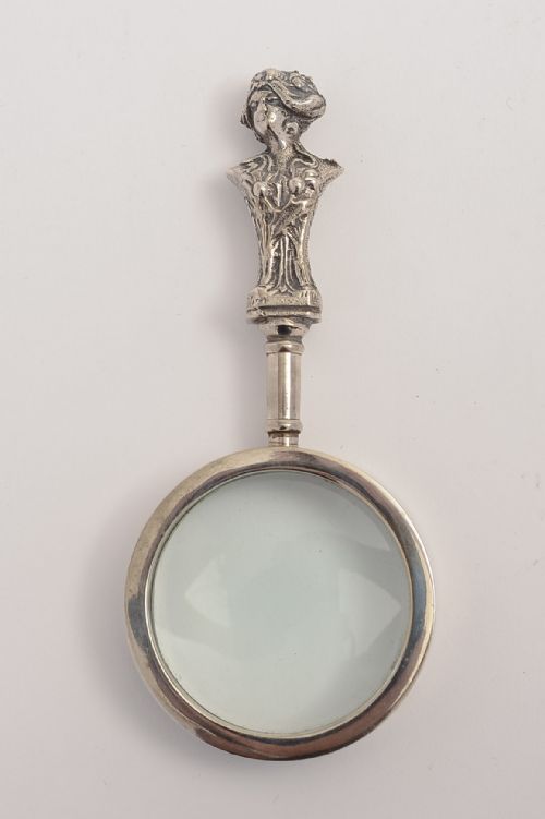 Silver Plated Edwardian Ships Figurehead Magnifying Glass