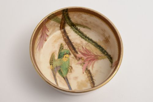 Stunning Victorian Butter Dish with Hand Painted China Bowl