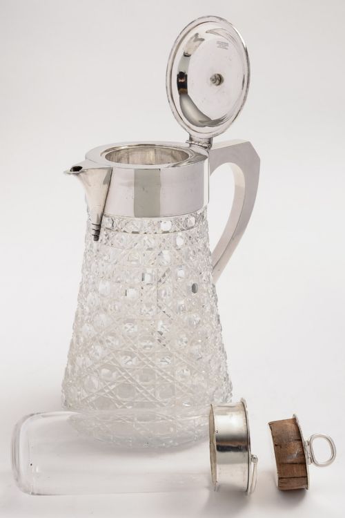Fabulous Victorian Mappin & Webb Silver Plated & Hobnail Cut Glass Water Jug with Interior Cooler