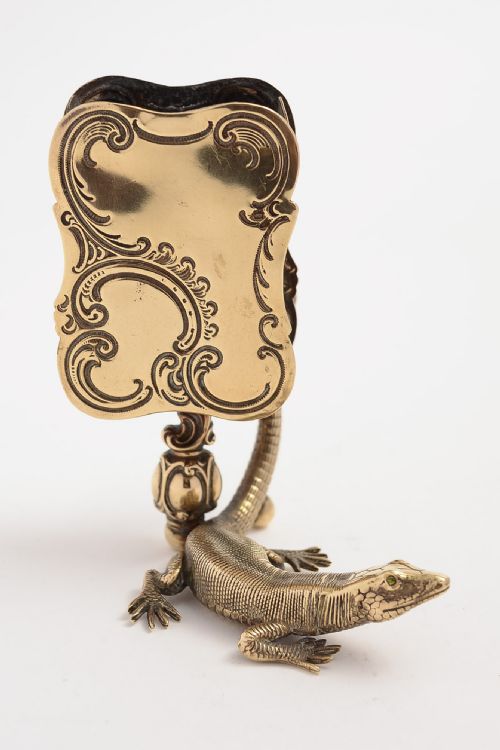 Charming Victorian Cast Brass Lizard Matchbox Holder