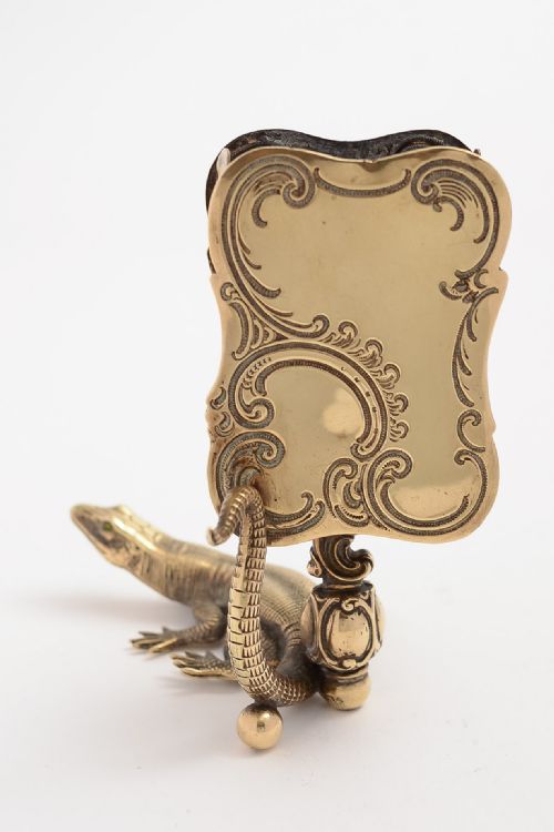 Charming Victorian Cast Brass Lizard Matchbox Holder