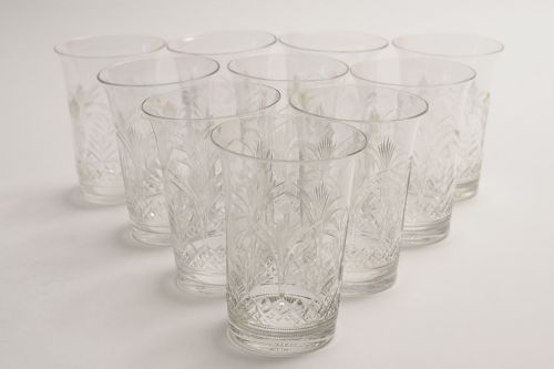 Beautiful Set of Ten Edwardian Cut Glass Tumblers