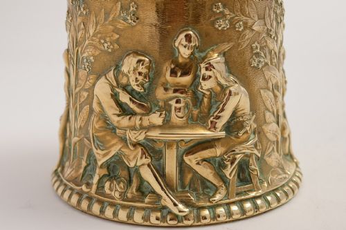 Art Gold Bronze Elkington Tobacco Box with Matching Spill Holders