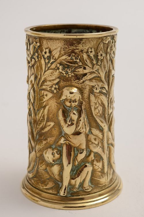 Art Gold Bronze Elkington Tobacco Box with Matching Spill Holders