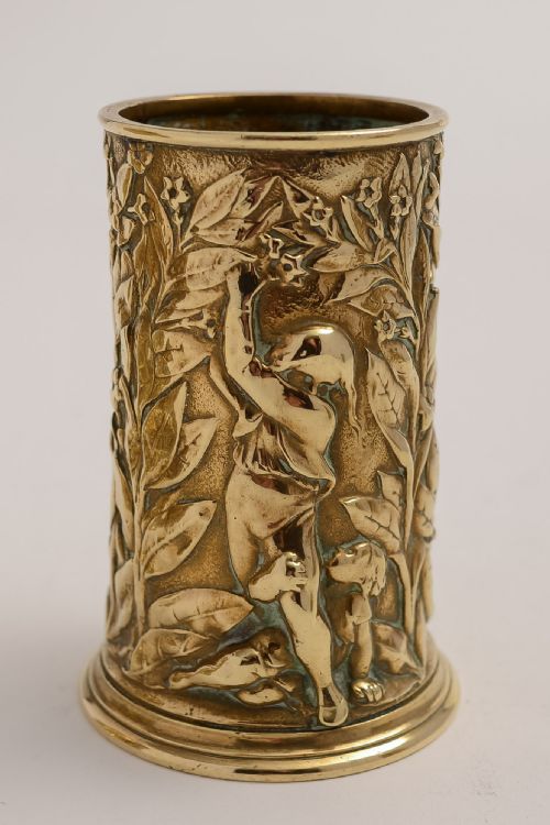 Art Gold Bronze Elkington Tobacco Box with Matching Spill Holders