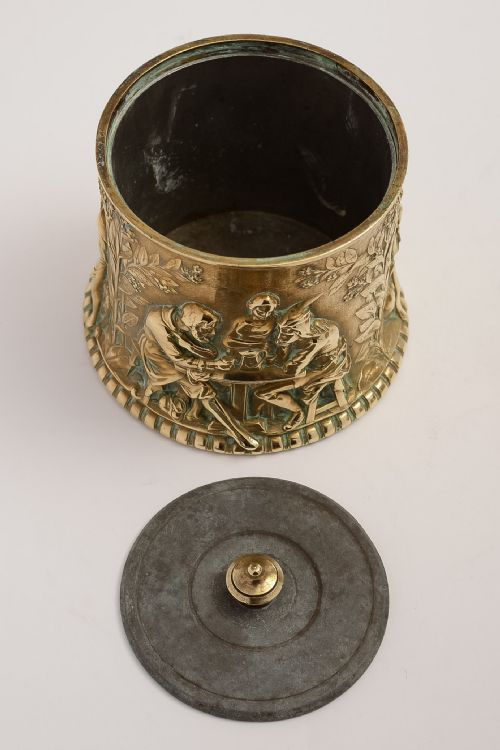 Art Gold Bronze Elkington Tobacco Box with Matching Spill Holders