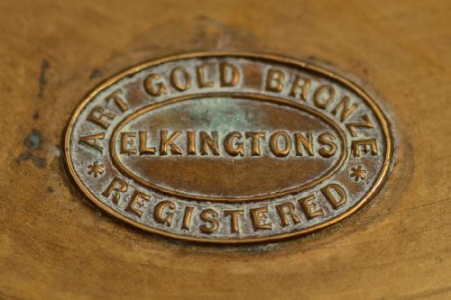 Art Gold Bronze Elkington Tobacco Box with Matching Spill Holders