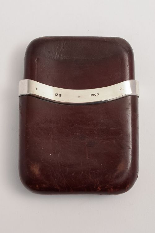 Victorian Cherry Leather & Silver Banded Cigar Case