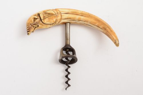 Victorian Boars Tusk Corkscrew with Carved Elephant Head
