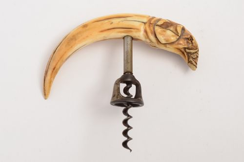 Victorian Boars Tusk Corkscrew with Carved Elephant Head