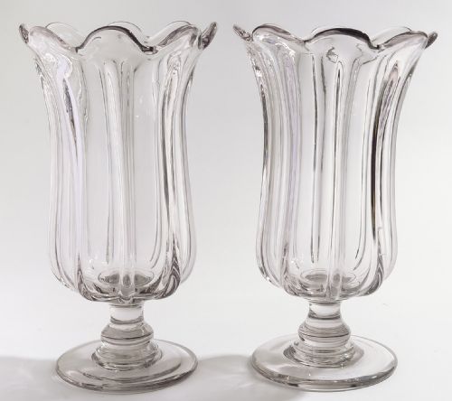 Pair of Victorian Hand Blown Celery Vases.