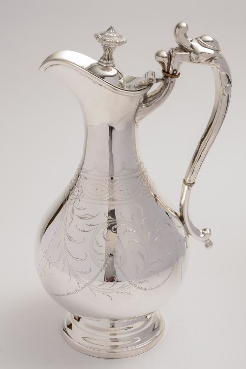 Victorian silver plated claret jug.
