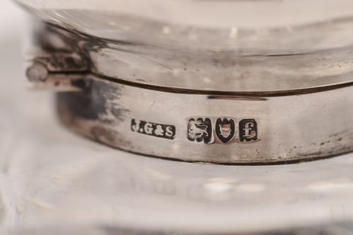 Large cut crystal & sterling silver topped ink pot.