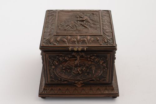 19th C. French bronze trinket box.