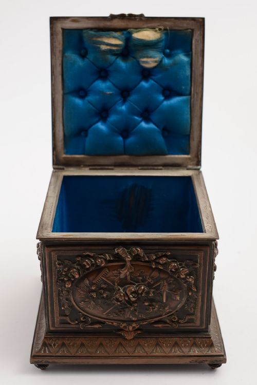 19th C. French bronze trinket box.