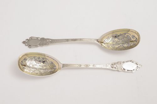Pair of Victorian Sterling Silver Fruit Spoons.
