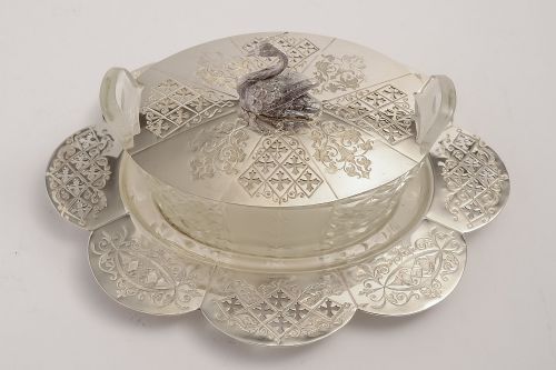 Victorian Silver Plated Swan Topped Butter Dish.