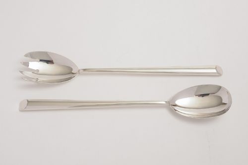 Pair of Silver Elkington arts and crafts style salad servers.