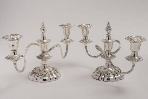 Pair Edwardian Low Candelabra