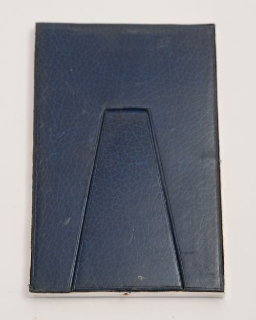 Silver and blue Guilloche enamel mirror.