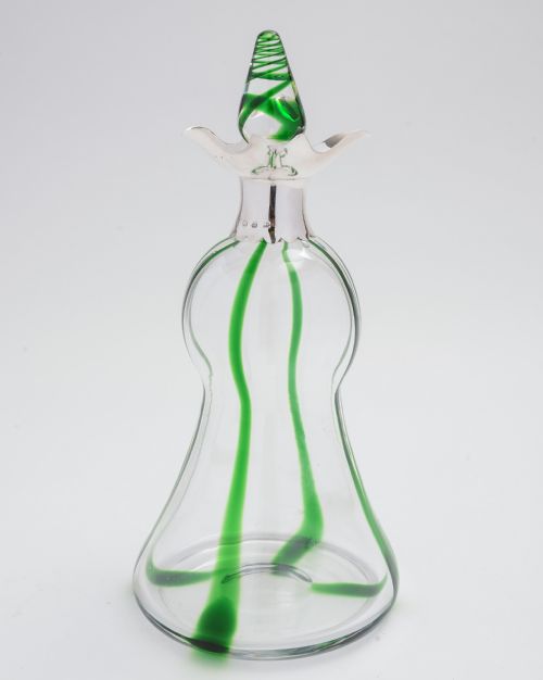 Unusual Arts & Crafts style glass and silver neck decanter