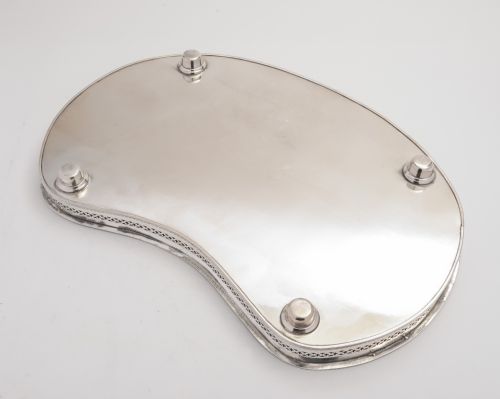 Edwardian Silver Plated Kidney Shaped Gallery Tray