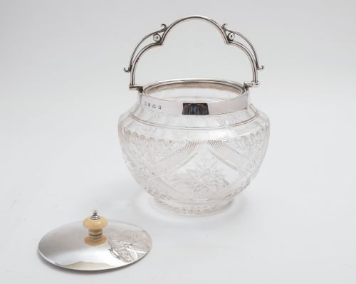 Cut Glass & Silver Topped Biscuit/Cookie Jar
