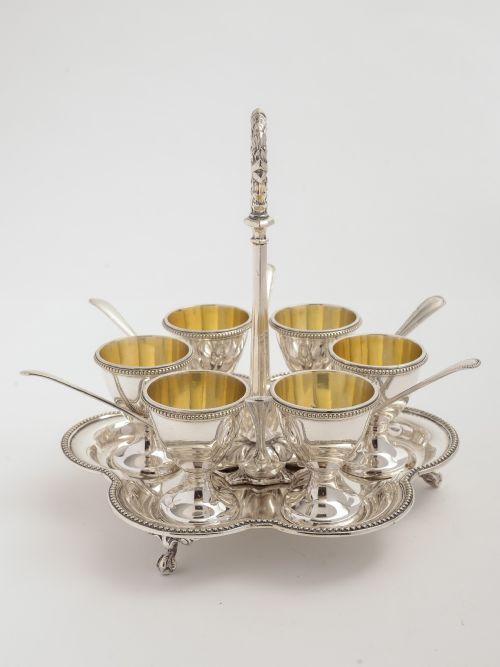 Victorian Elkington & Co. 6 person egg cruet.