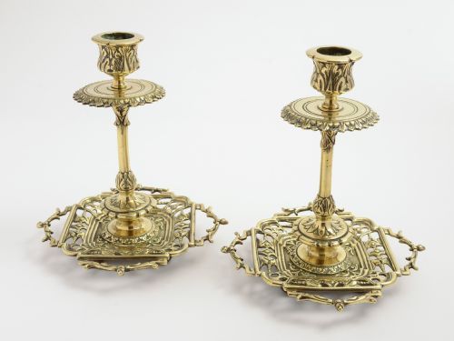 Pair of Victorian Tray Based Candlesticks