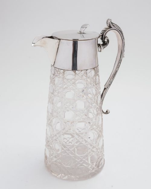 Solid Silver & Hobnail Cut Glass Claret Jug